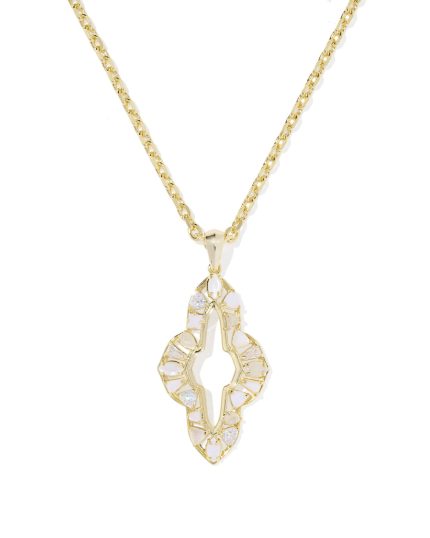 Abbie Gold Crystal Long Pendant Necklace 