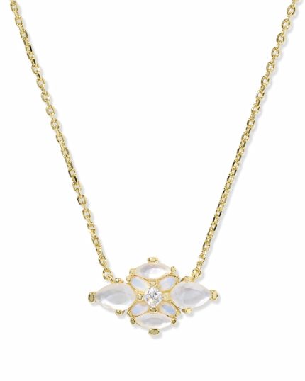 Abbie Gold Crystal Short Pendant Necklace 