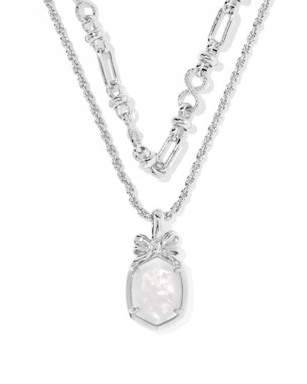 Daphne Bow Silver Multi Strand Necklace 