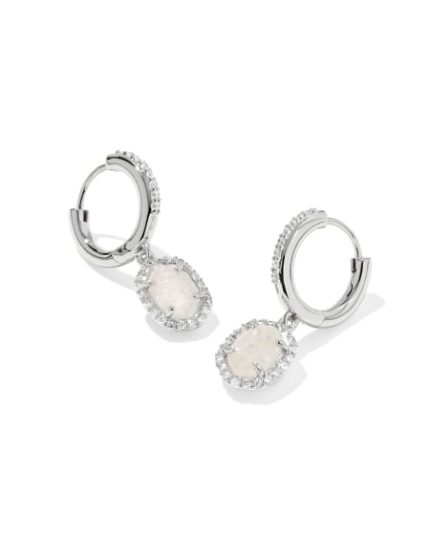 Daphne Silver Crystal Frame Huggie Earrings 