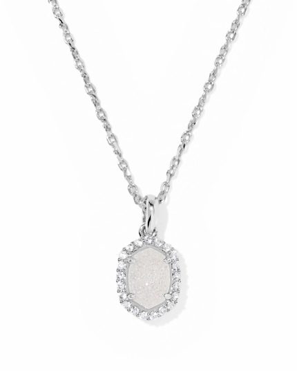 Daphne Silver Crystal Frame Short Pendant Necklace 