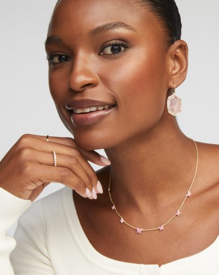 Daphne Gold Pave Frame Drop Earrings