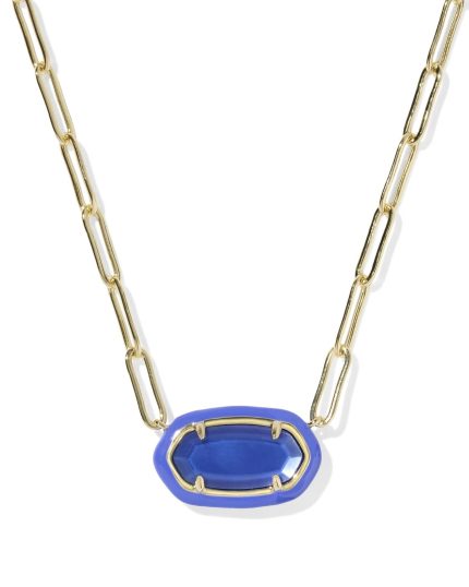 Elisa Enamel Frame Gold Paperclip Necklace