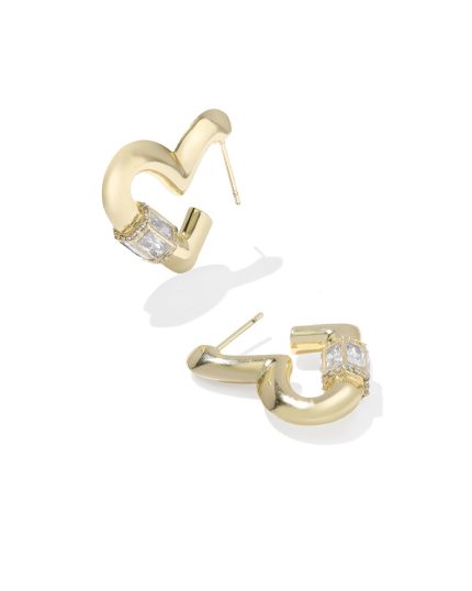 Emery Heart Gold Hoop Earrings