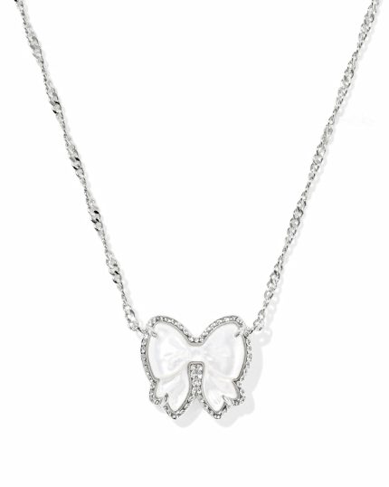 Haley Bow Silver Short Pendant Necklace 