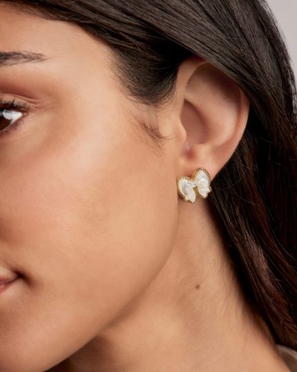 Haley Bow Gold Stud Earrings 
