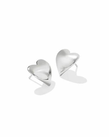 Jasmine Heart Stud Earrings in Sterling Silver