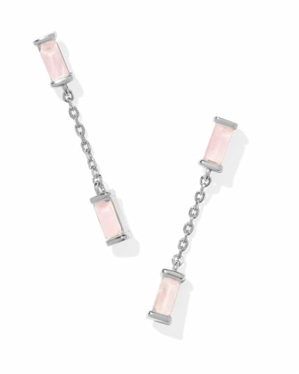 Juliette Silver Drop Earrings in Rose Quartz