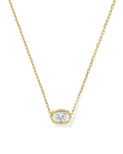 1 ct Lab Grown White Diamond Custom Elisa Pendant Necklace in 14k Yellow Gold