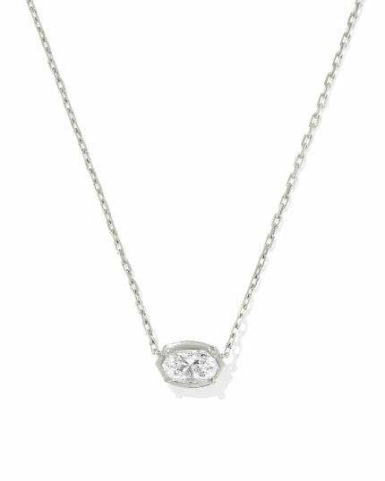 1 ct Lab Grown White Diamond Custom Elisa Pendant Necklace in 14k White Gold
