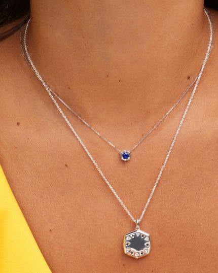 Large Metal Davie Sterling Silver Locket Necklace 