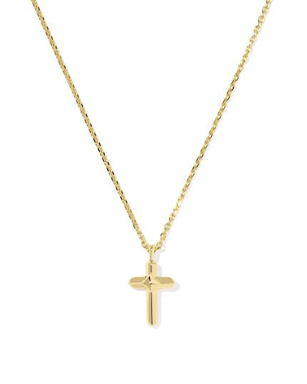 Metal 18k Gold Vermeil Cross Short Pendant Necklace 