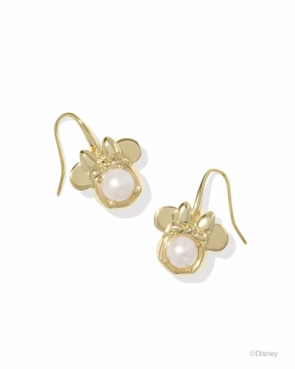 Disney | Kendra Scott Gold Minnie Mouse Drop Earrings in Freshwater Cultured Pearl