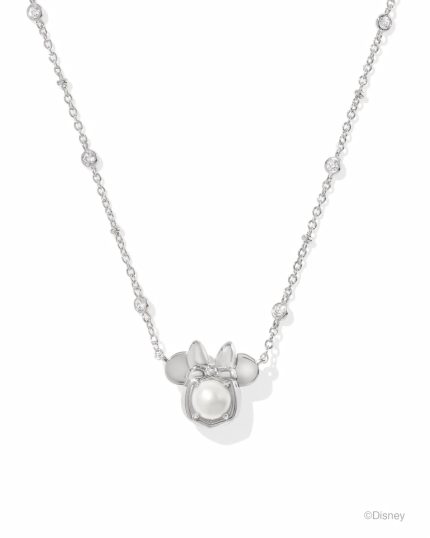 Disney | Kendra Scott Silver Minnie Mouse Short Pendant Necklace in Freshwater Cultured Pearl