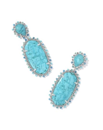 Parsons Vintage Silver Statement Earrings in Teal Mix