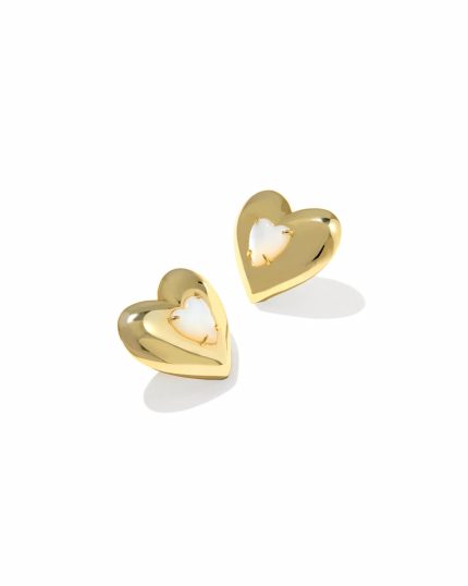 Sasha Heart Gold Stud Earrings 