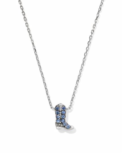 Tiny Cowboy Boot 14k White Gold Pendant Necklace