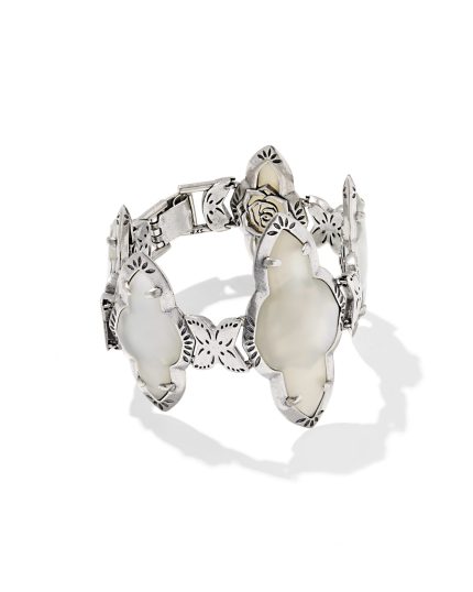 Abbie Vintage Silver Etch Frame Statement Bracelet
