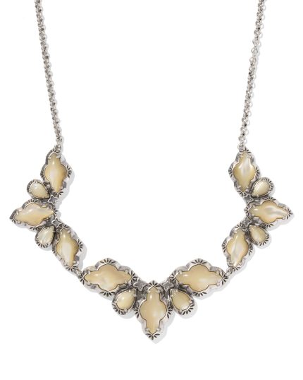 Abbie Vintage Silver Etch Frame Statement Necklace