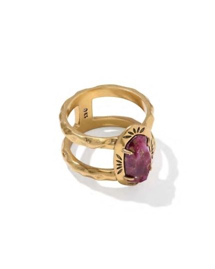 Elyse Vintage Gold Etch Frame Band Ring 