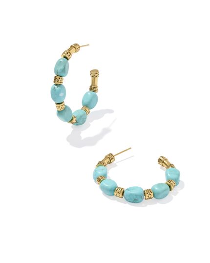 Melinda Vintage Gold Beaded Hoop Earrings
