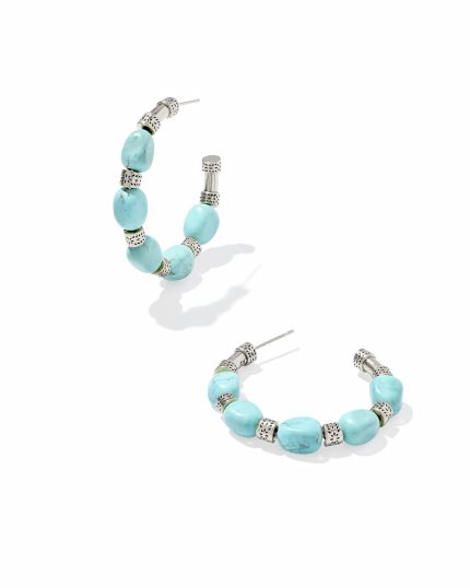 Melinda Vintage Silver Beaded Hoop Earrings