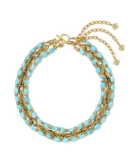 Melinda Vintage Gold Beaded Multi Strand Necklace