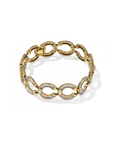 Noble Horseshoe Vintage Gold Link and Chain Bracelet 