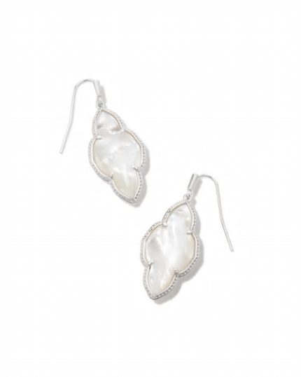 Abbie Silver Drop Earrings in Ivory Mother-of-Pearl