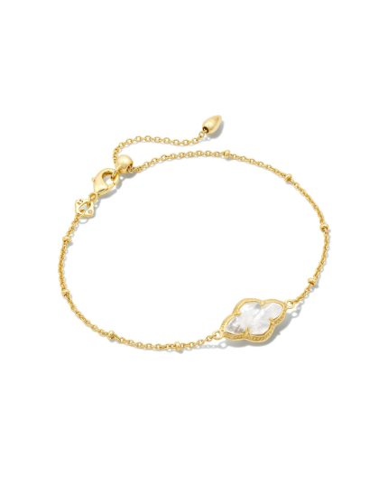 Abbie Gold Satellite Chain Bracelet in Ivory Mother-of-Pearl