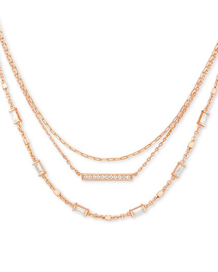 Addison Triple Strand Necklace in Rose Gold