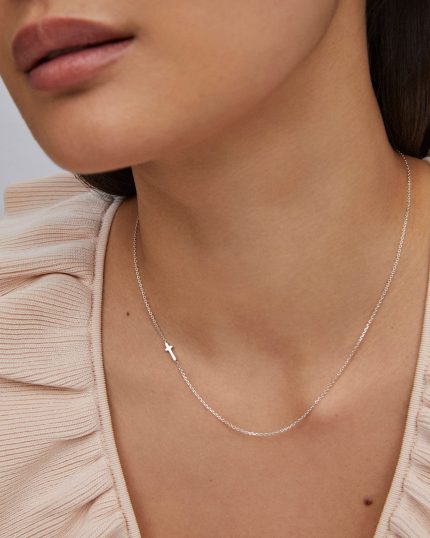 Cross Inline Necklace in Sterling Silver