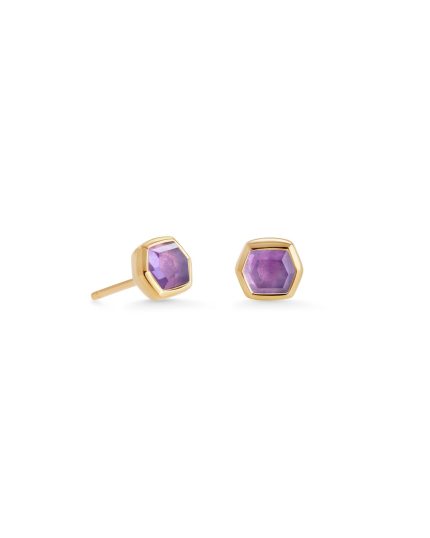 Davie 18k Gold Vermeil Stud Earrings in Amethyst