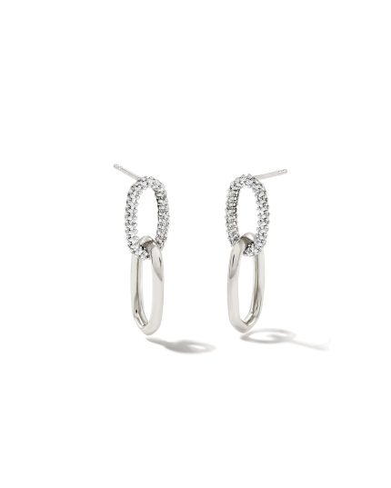 0.42 ct Elisa 14k White Gold Interlocking Drop Earrings in White Diamond