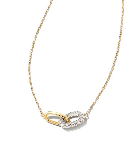 0.24 ct Elisa 14k Yellow Gold Interlocking Pendant Necklace in White Diamond