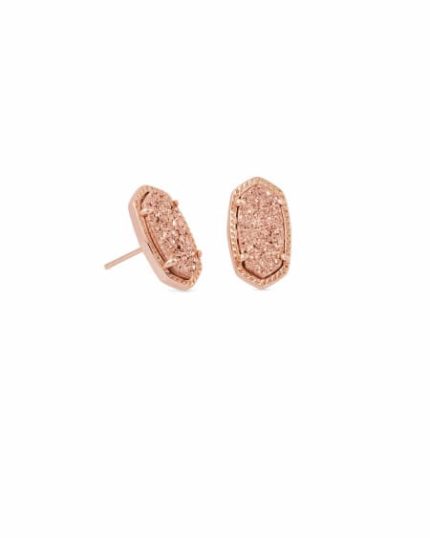 Ellie Rose Gold Stud Earrings in Rose Gold Drusy