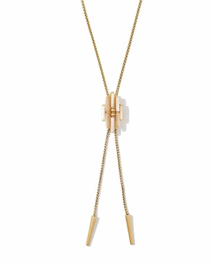 Ember Vintage Gold Bolo Necklace in Natural Mother-of-Pearl