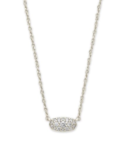 Grayson Silver Pendant Necklace in White CZ