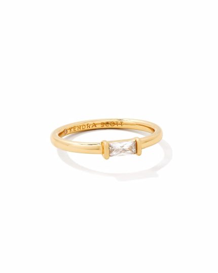 Juliette Gold Band Ring in White CZ