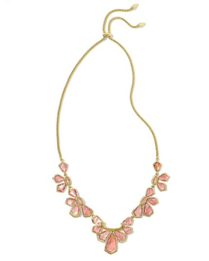 Layne Gold Statement Necklace in Light Pink Iridescent Abalone