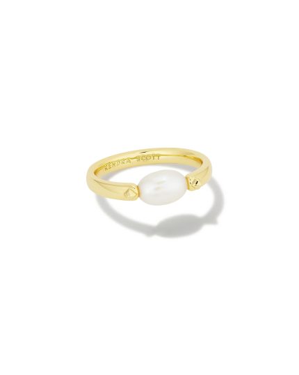 Leighton Gold Pearl Band Ring in Freshwater Cultured Pearl
