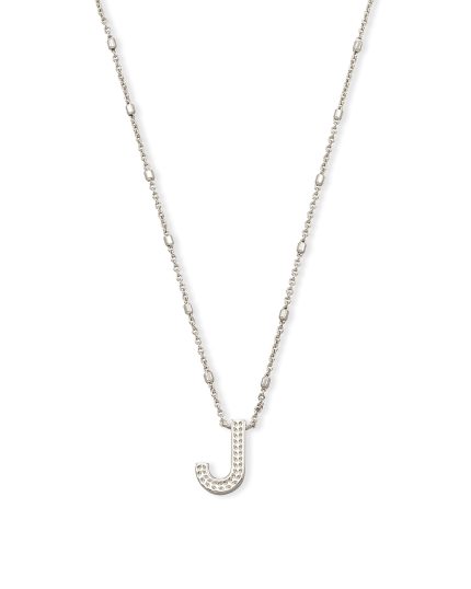 Letter J Pendant Necklace in Silver