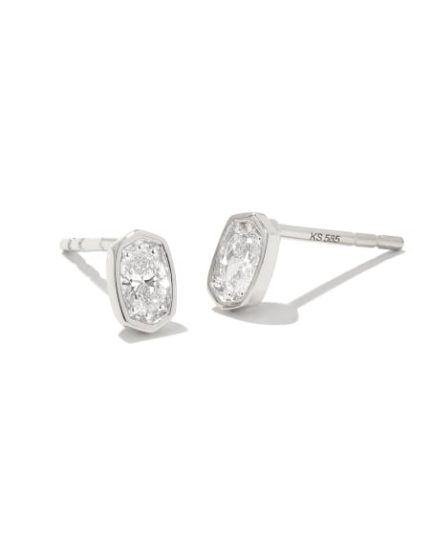 0.22 ct Marisa 14k White Gold Oval Solitaire Stud Earrings in White Diamond