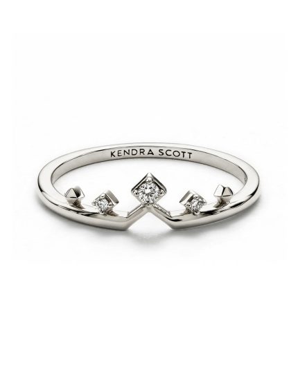 Michelle 14k White Gold Band Ring in White Diamond