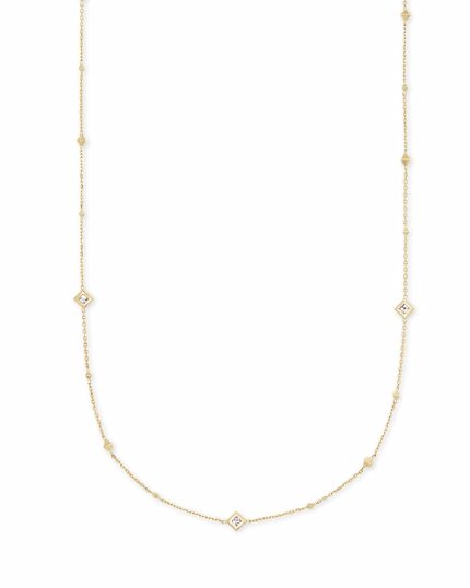 Michelle 14k Yellow Gold Strand Necklace in White Diamond