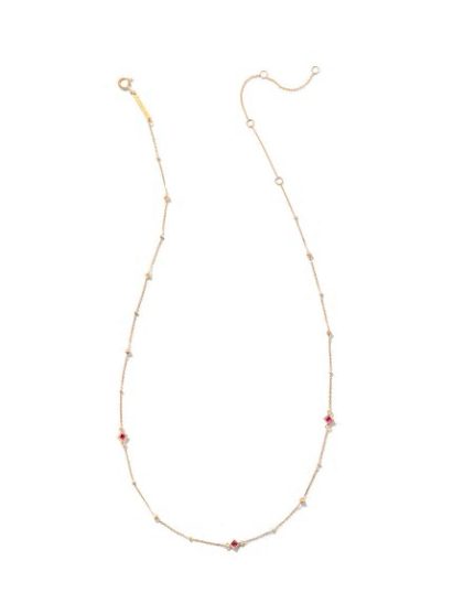 Michelle 14k Yellow Gold Strand Necklace in Ruby