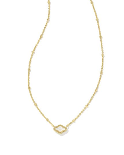 Mini Abbie Gold Satellite Short Pendant Necklace in Ivory Mother-of-Pearl