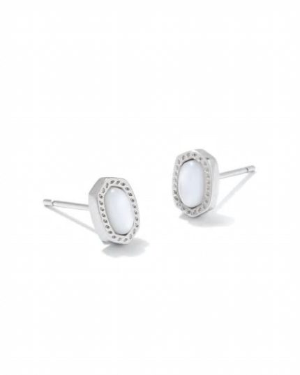 Mini Ellie Silver Stud Earrings in Ivory Mother-of-Pearl