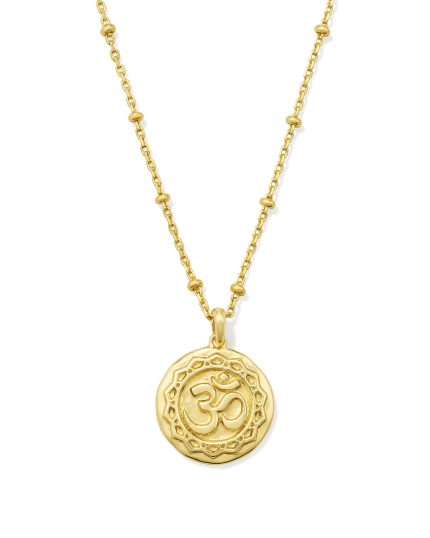 Om Coin Gold Short Pendant Necklace 