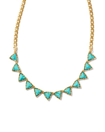 Robby Vintage Gold Strand Necklace in Variegated Turquoise Magnesite